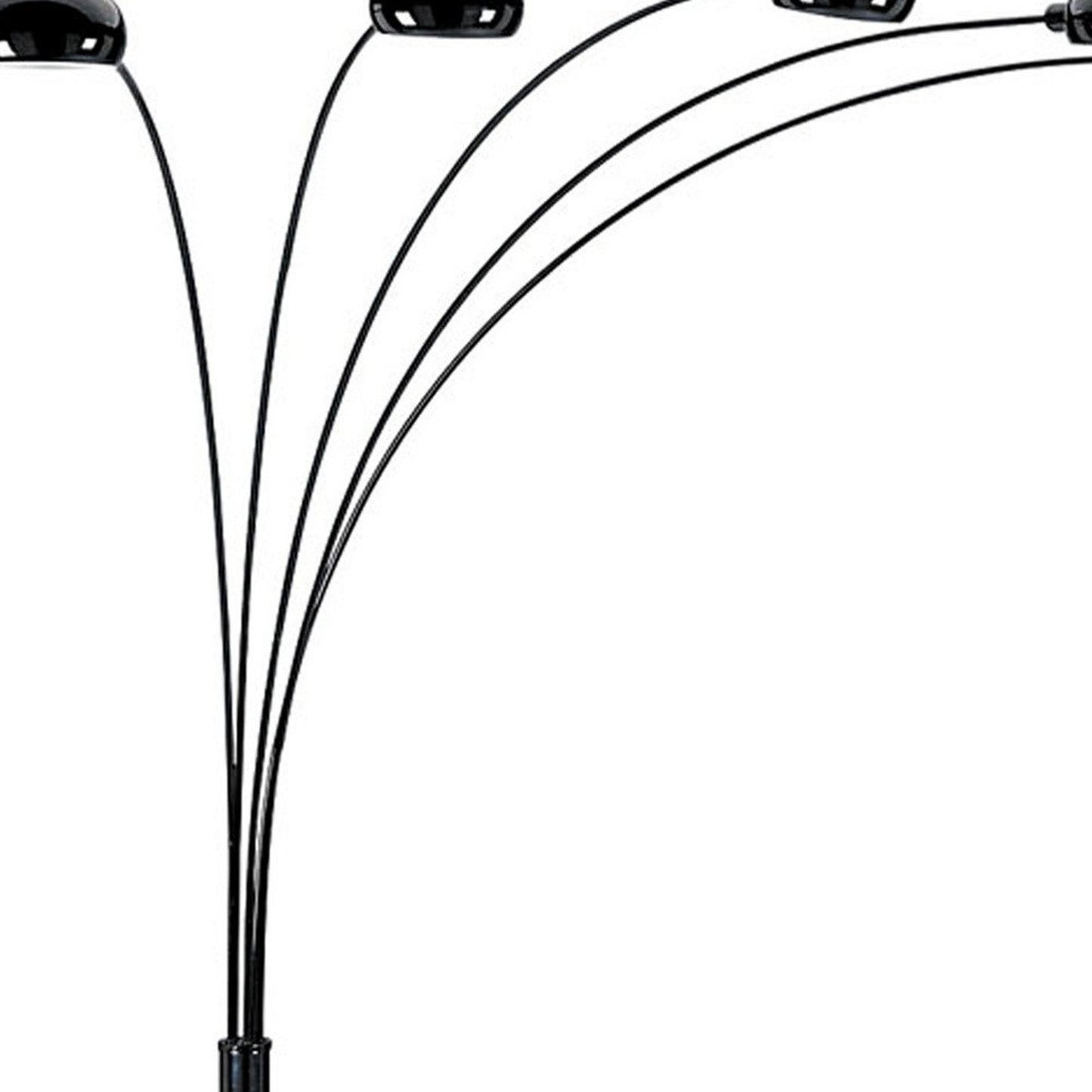84" Black Five-Light Arc Floor Lamp – Black Dome Shade
