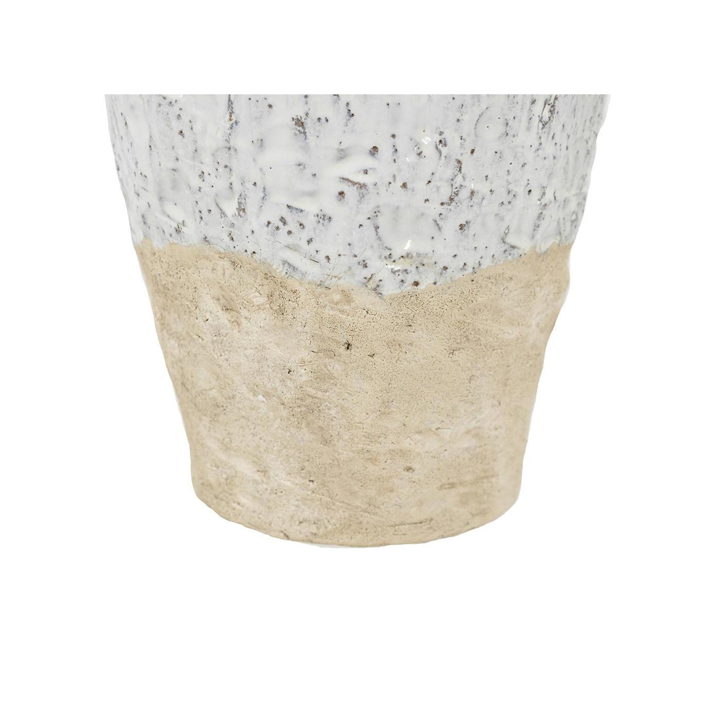 14" Beige & Ivory Color Block Amphora Vase – Terracotta Table Accent