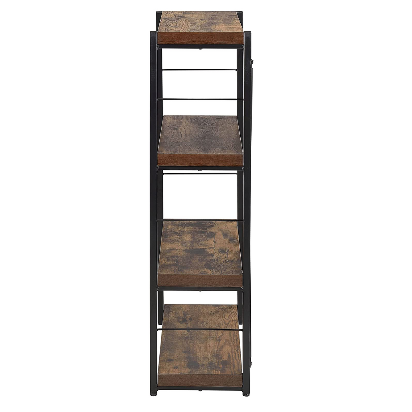 43-Inch Black and Brown Distressed Metal and Wood – Three-Tier Etagere Bookcase