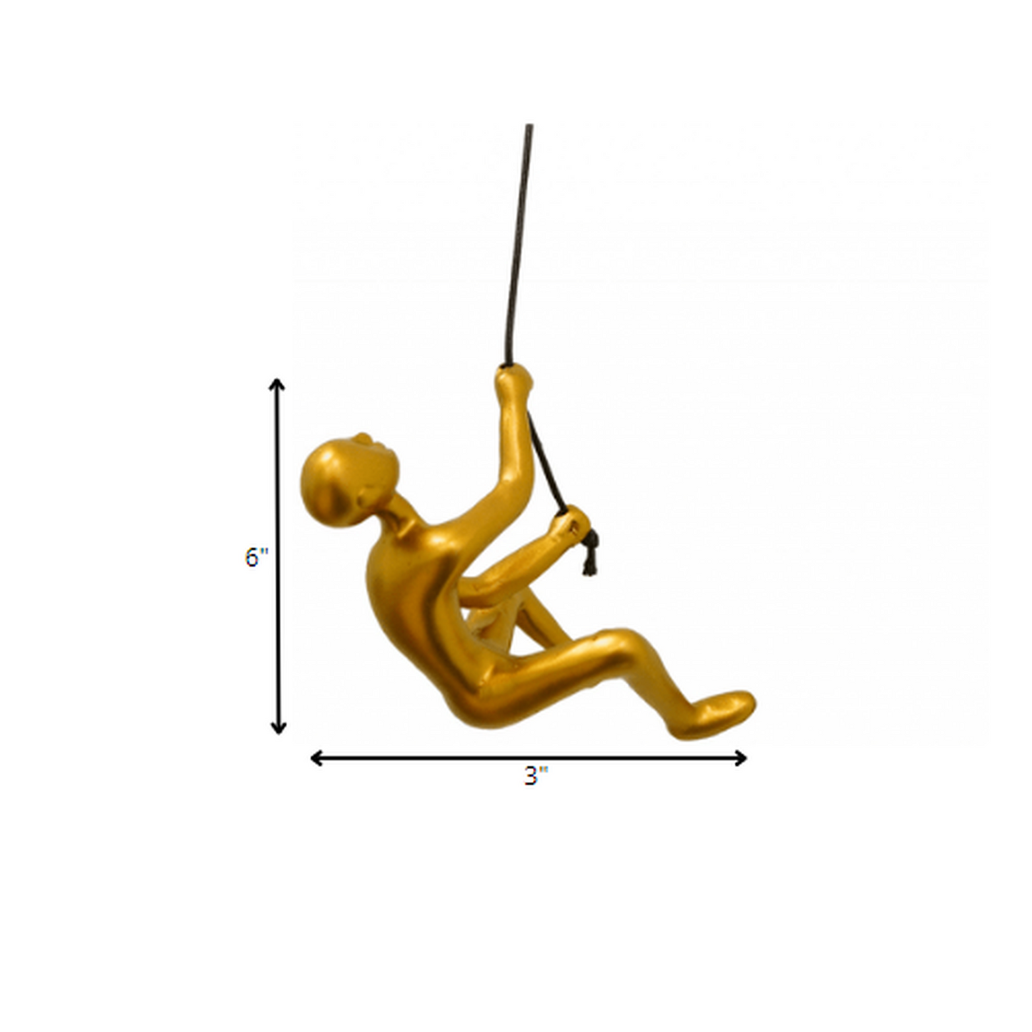 6-Inch x 3-Inch Gold Resin Climbing Man – Hanging Dimensional Sculpture