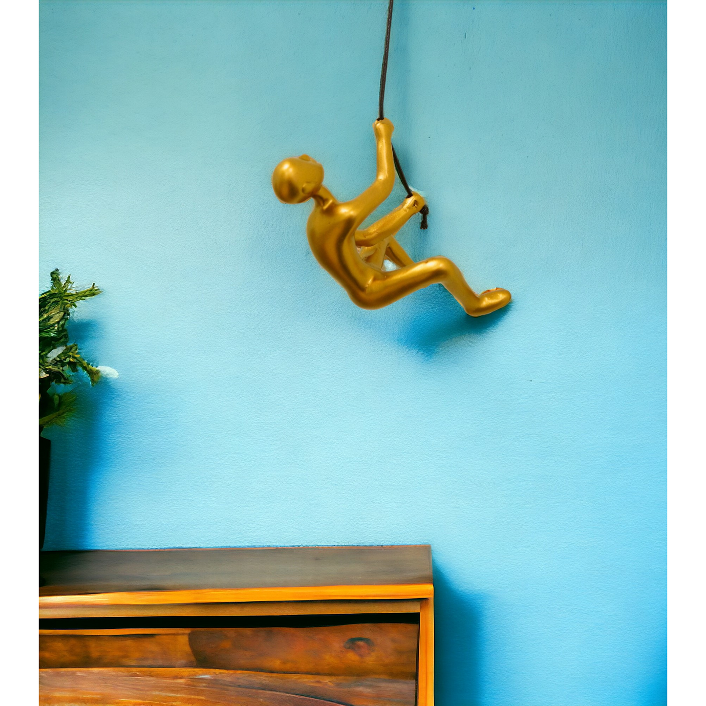 6-Inch x 3-Inch Gold Resin Climbing Man – Hanging Dimensional Sculpture