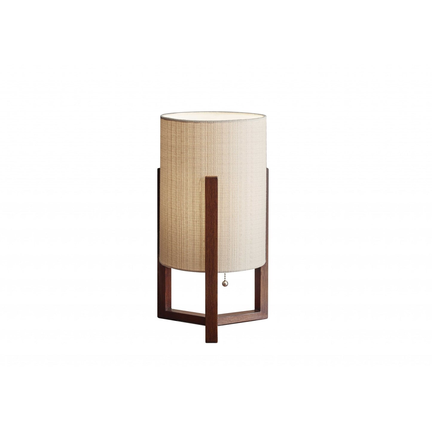 17" Brown Solid Wood Bedside Table Lamp – Natural Cylinder Shade