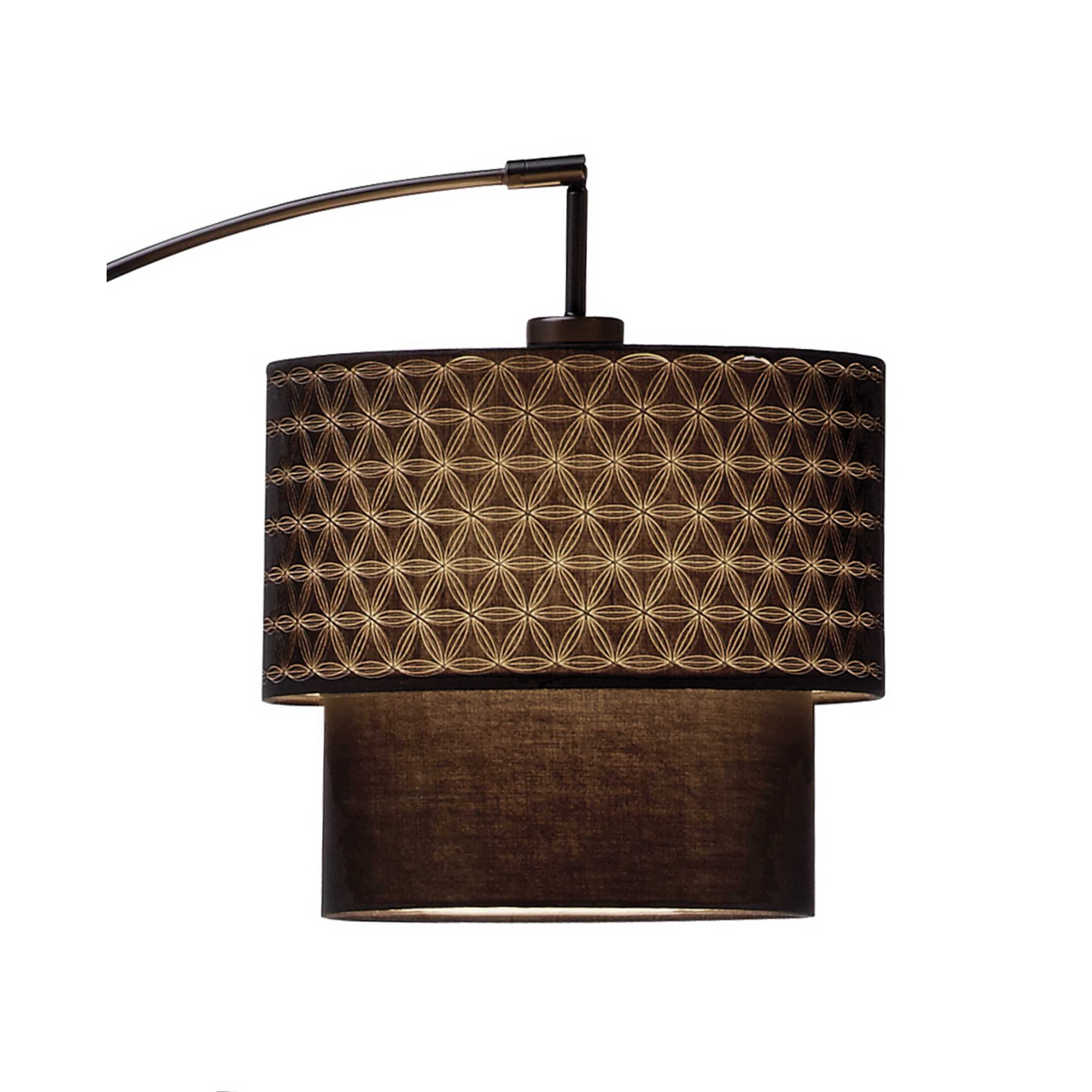71-Inch Brown and Black Arched Floor Lamp – Brown Fabric Drum Shade