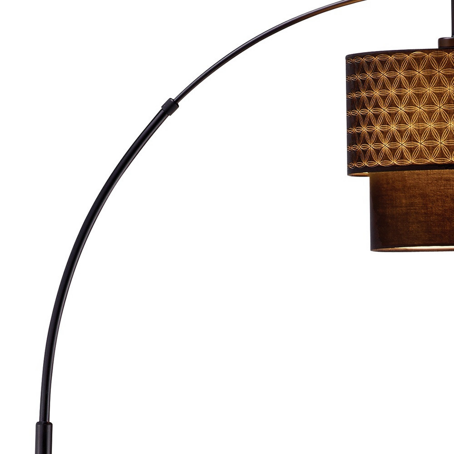 71-Inch Brown and Black Arched Floor Lamp – Brown Fabric Drum Shade