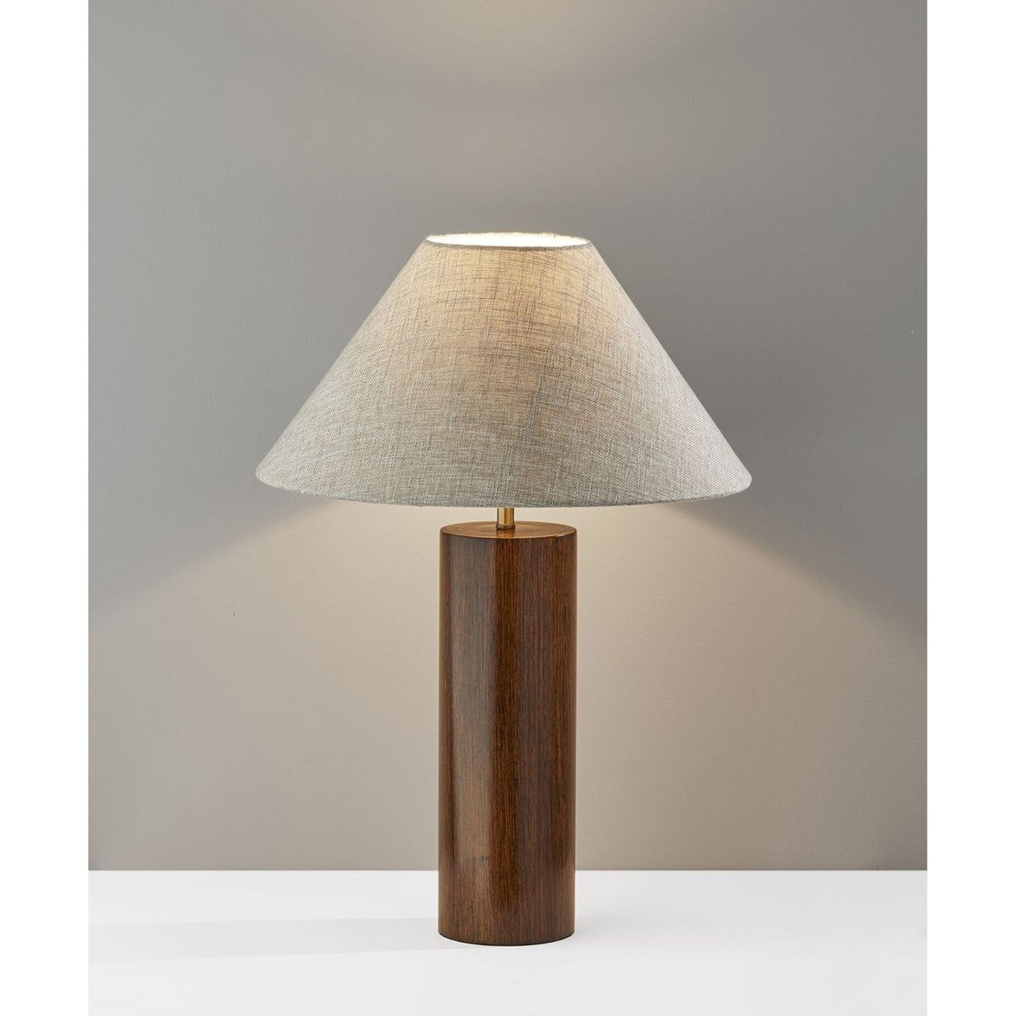 25.5" Walnut Wood Block Table Lamp – Circular Base