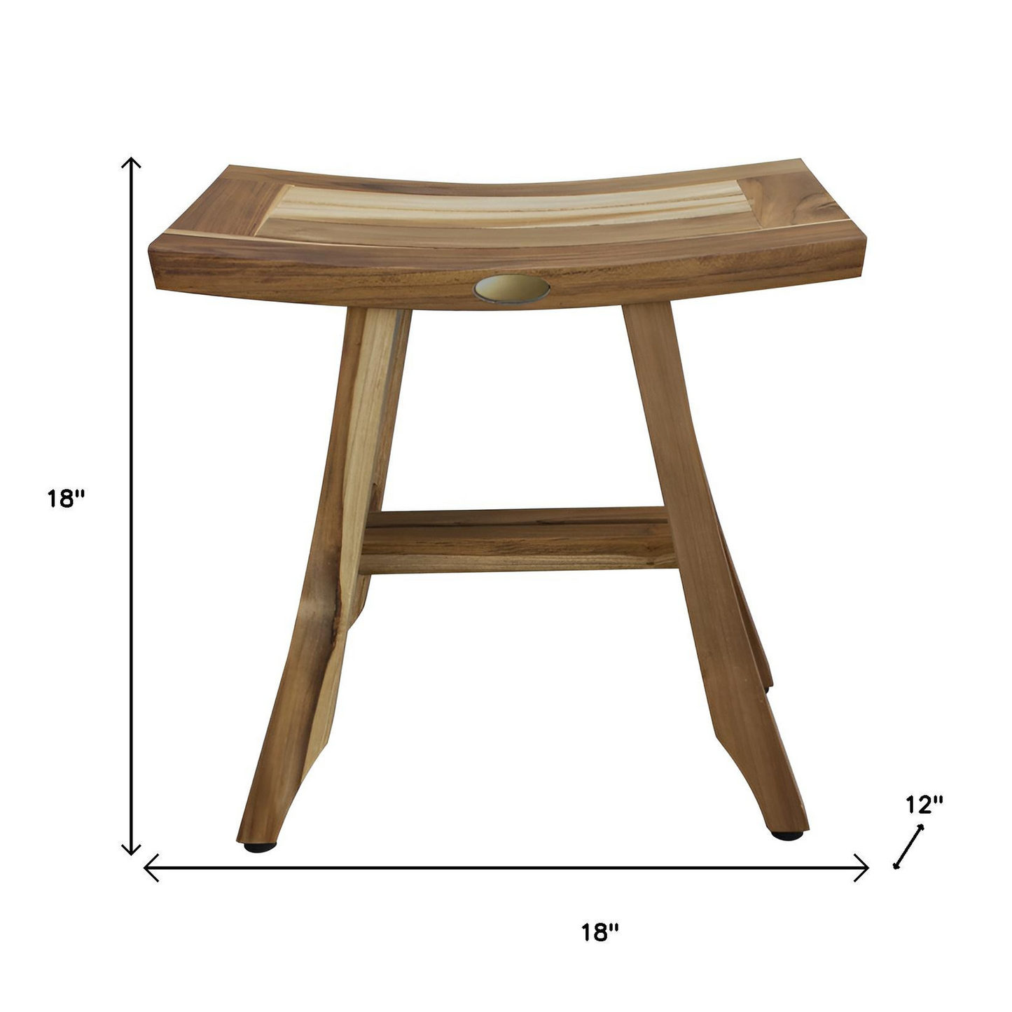 18-Inch Natural Teak Rectangular Shower Bench – Indoor Outdoor Spa Stool