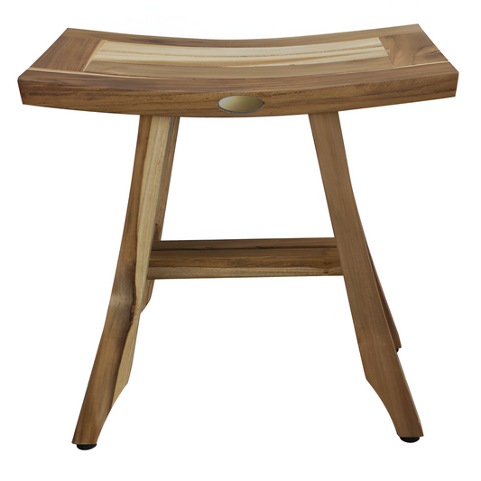 18-Inch Natural Teak Rectangular Shower Bench – Indoor Outdoor Spa Stool