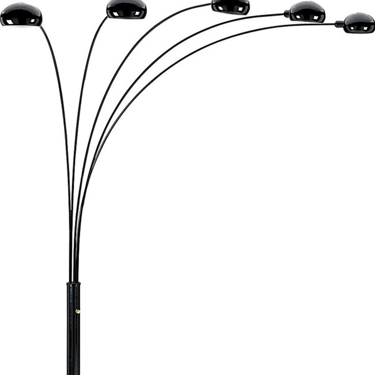 84" Black Five-Light Arc Floor Lamp – Black Dome Shade