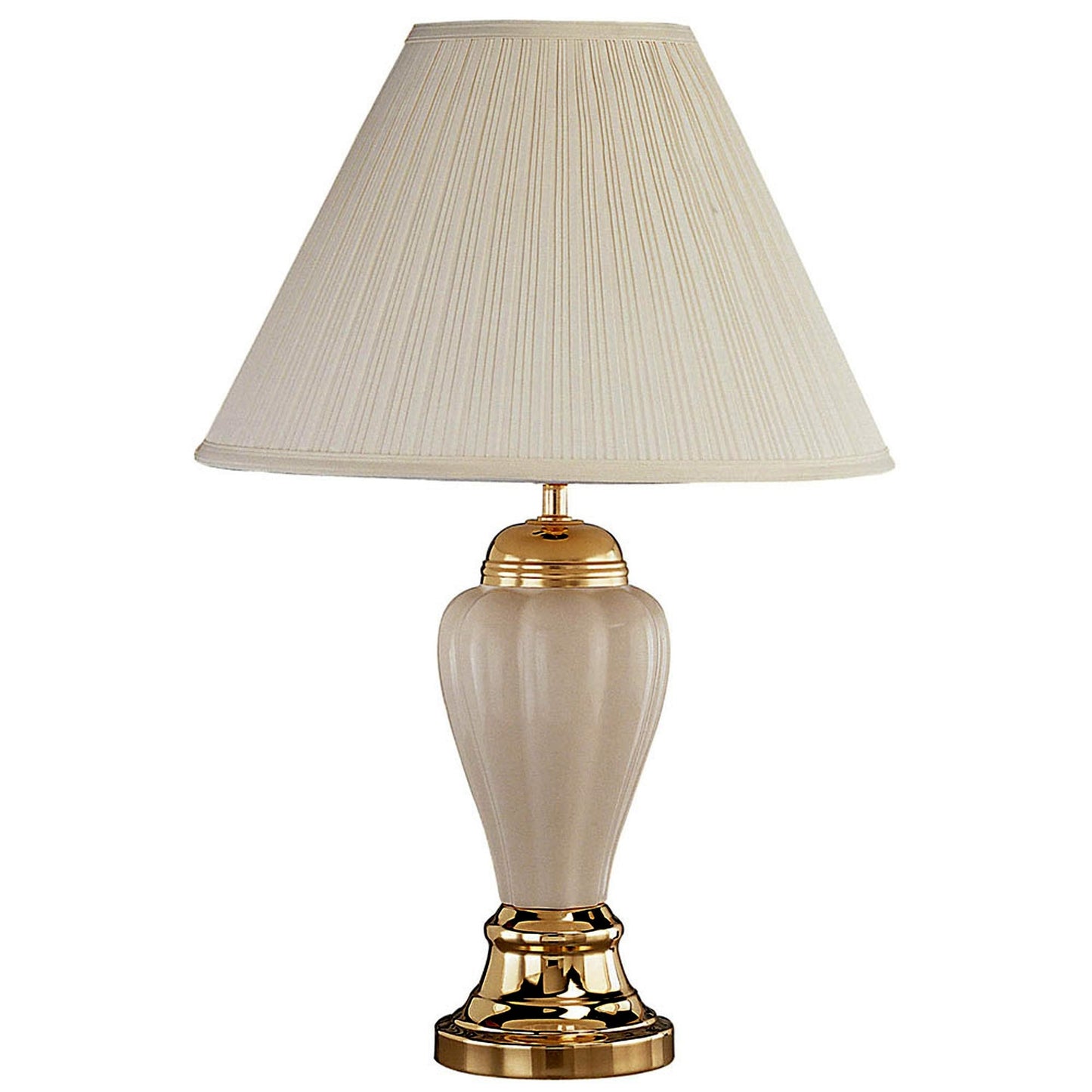 27" Ivory & Gold Ceramic Urn Table Lamp – Off-White Empire Shade