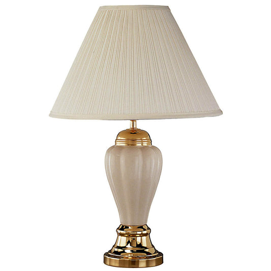 27" Ivory & Gold Ceramic Urn Table Lamp – Off-White Empire Shade