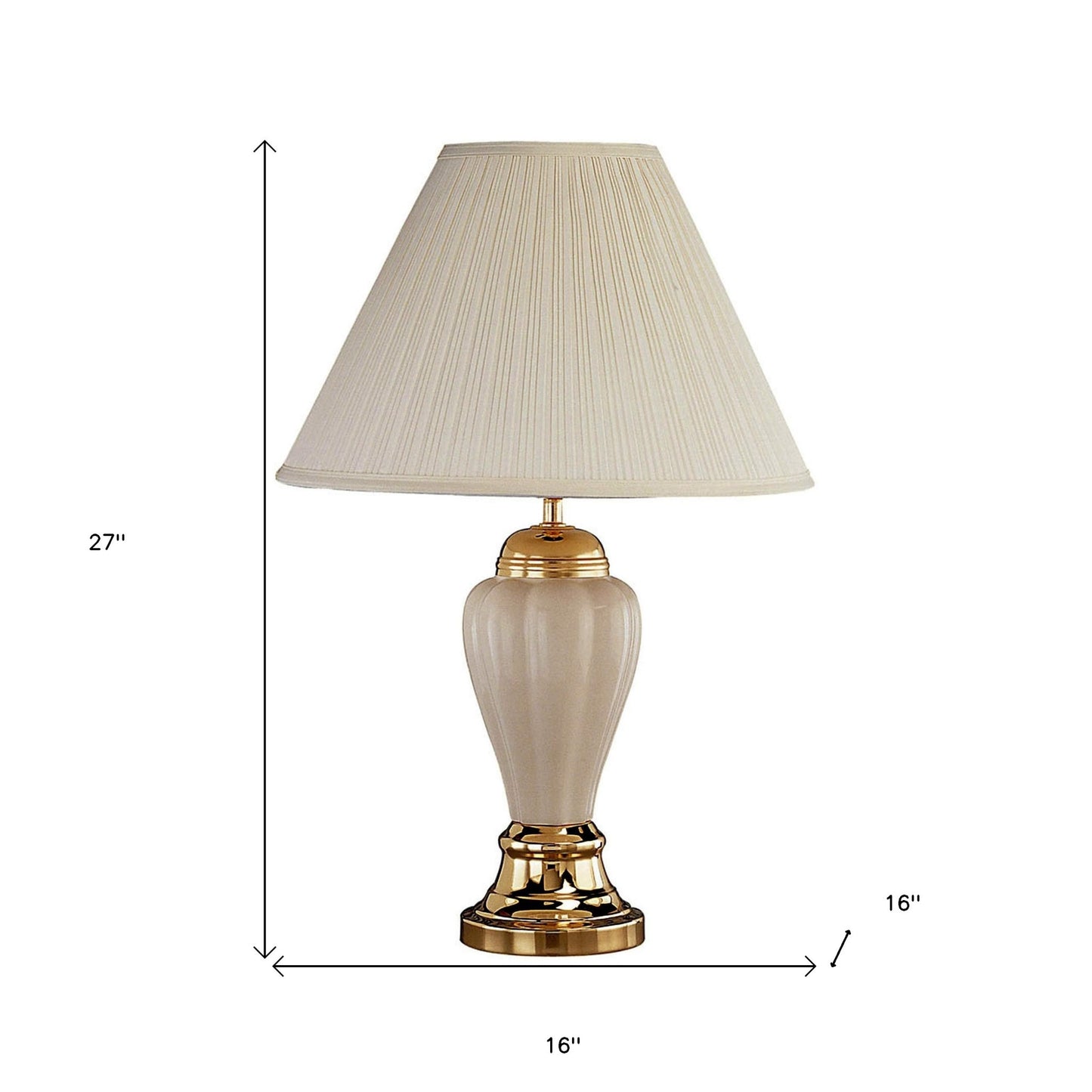 27" Ivory & Gold Ceramic Urn Table Lamp – Off-White Empire Shade