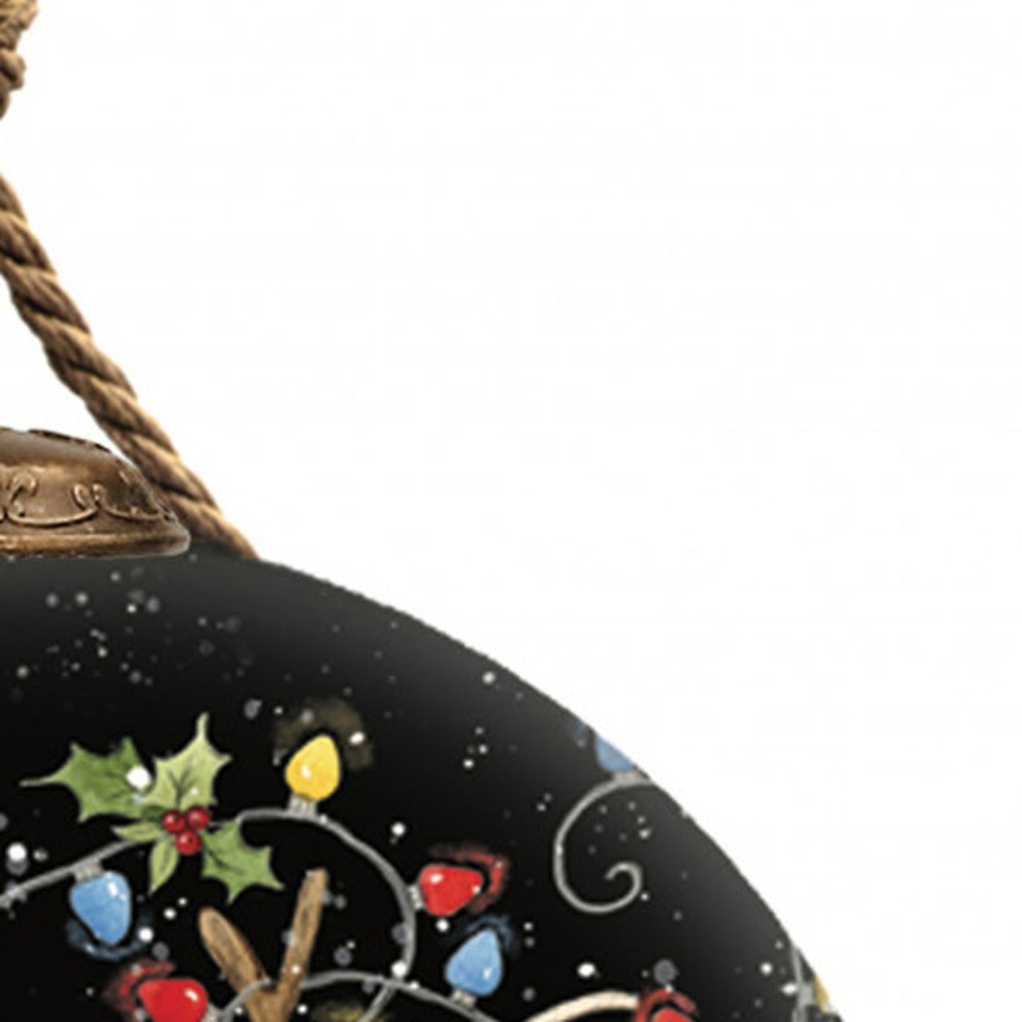 3" Snowman & Reindeer in Holiday Lights Hand-Blown Glass Ornament