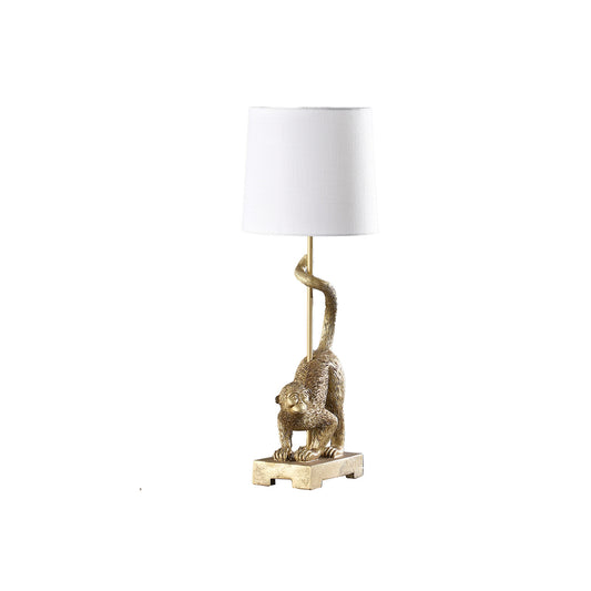 24" Gold Monkey Table Lamp – White Drum Shade