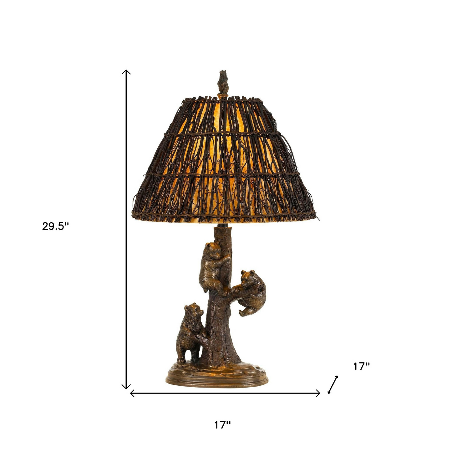 30-Inch Bronze Table Lamp – Brown Rattan Empire Shade