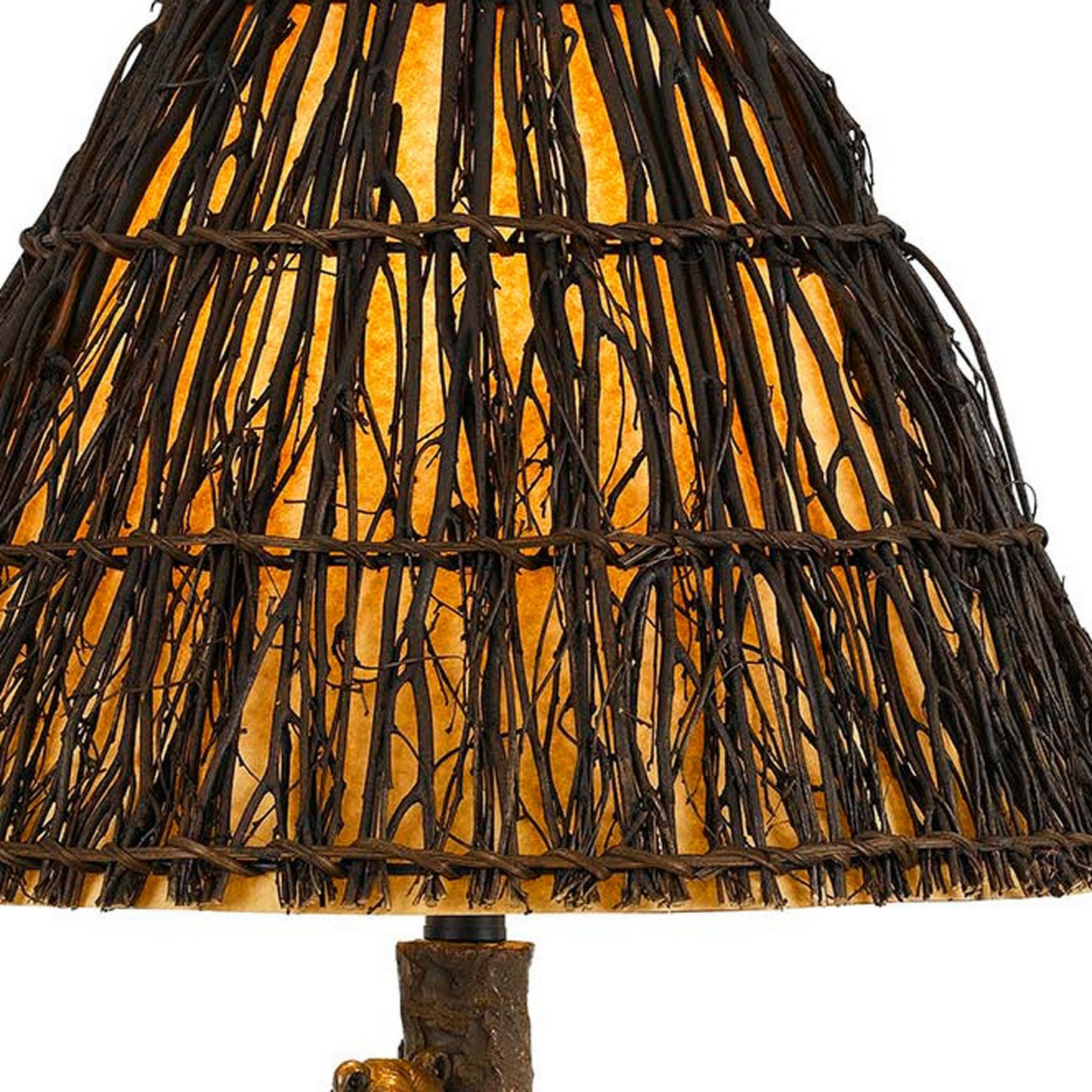 30-Inch Bronze Table Lamp – Brown Rattan Empire Shade