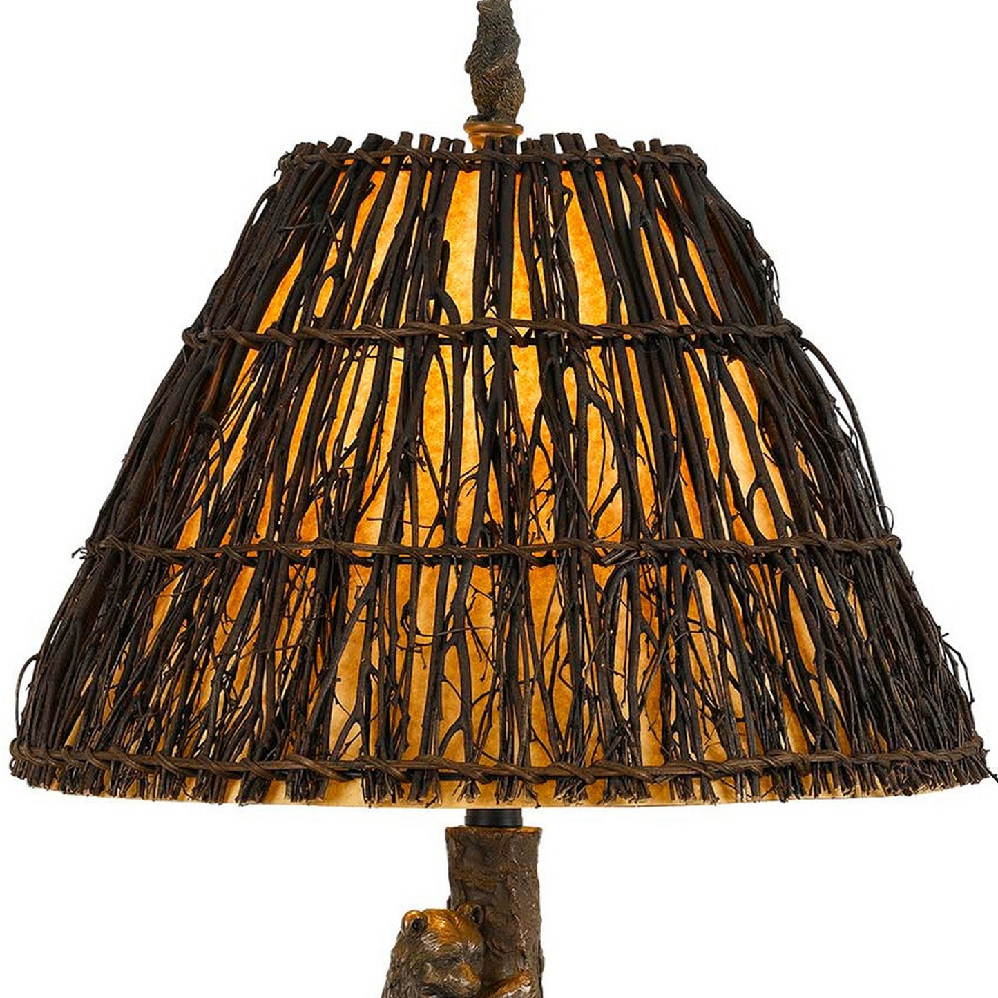30-Inch Bronze Table Lamp – Brown Rattan Empire Shade