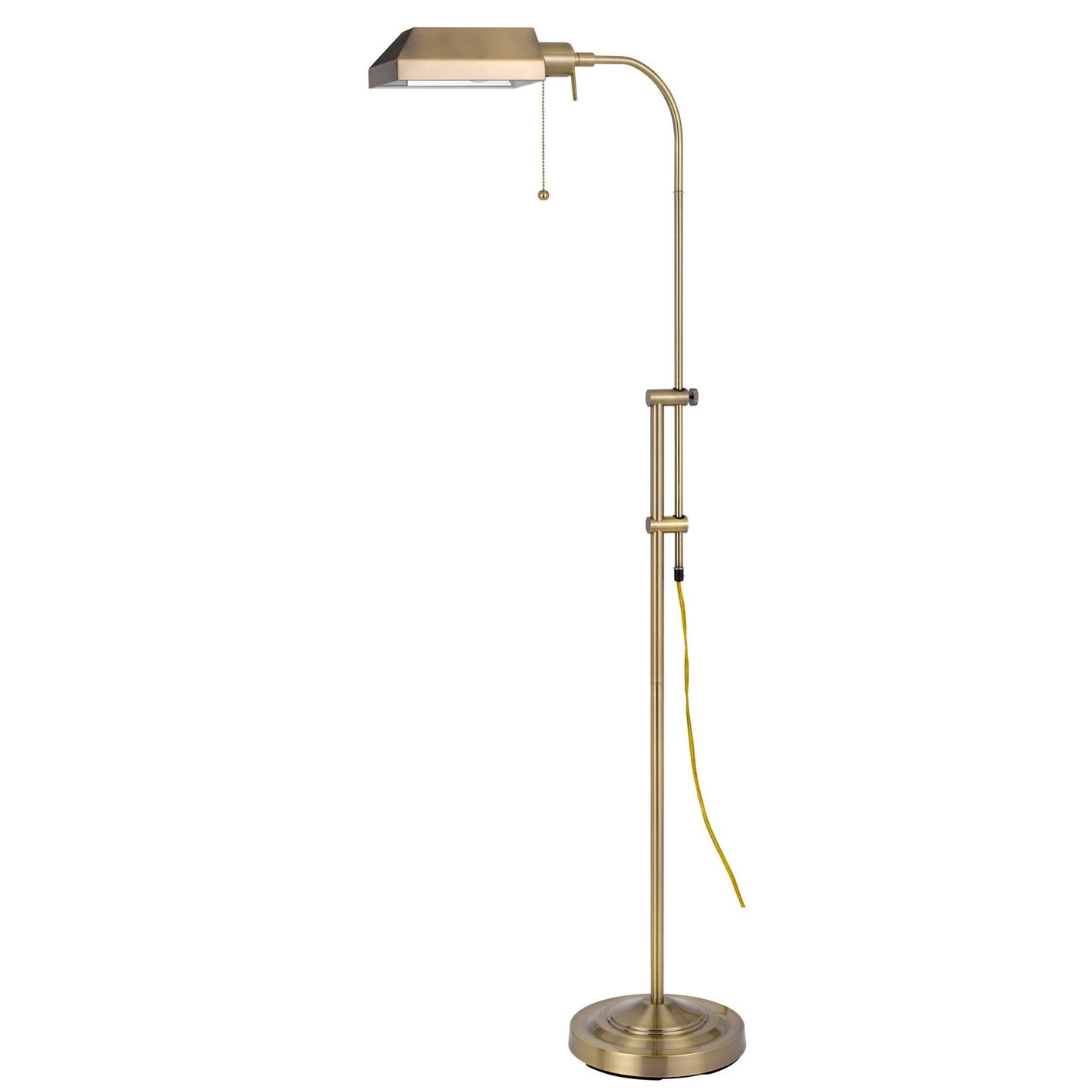 57" Brass Adjustable Traditional Floor Lamp – Bronze Square Shade