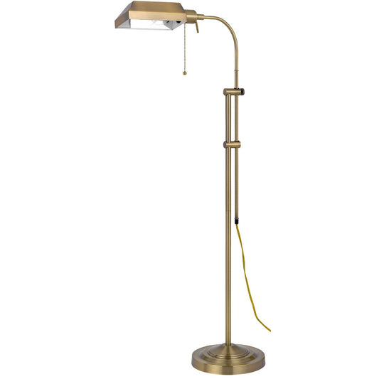 57" Brass Adjustable Traditional Floor Lamp – Bronze Square Shade