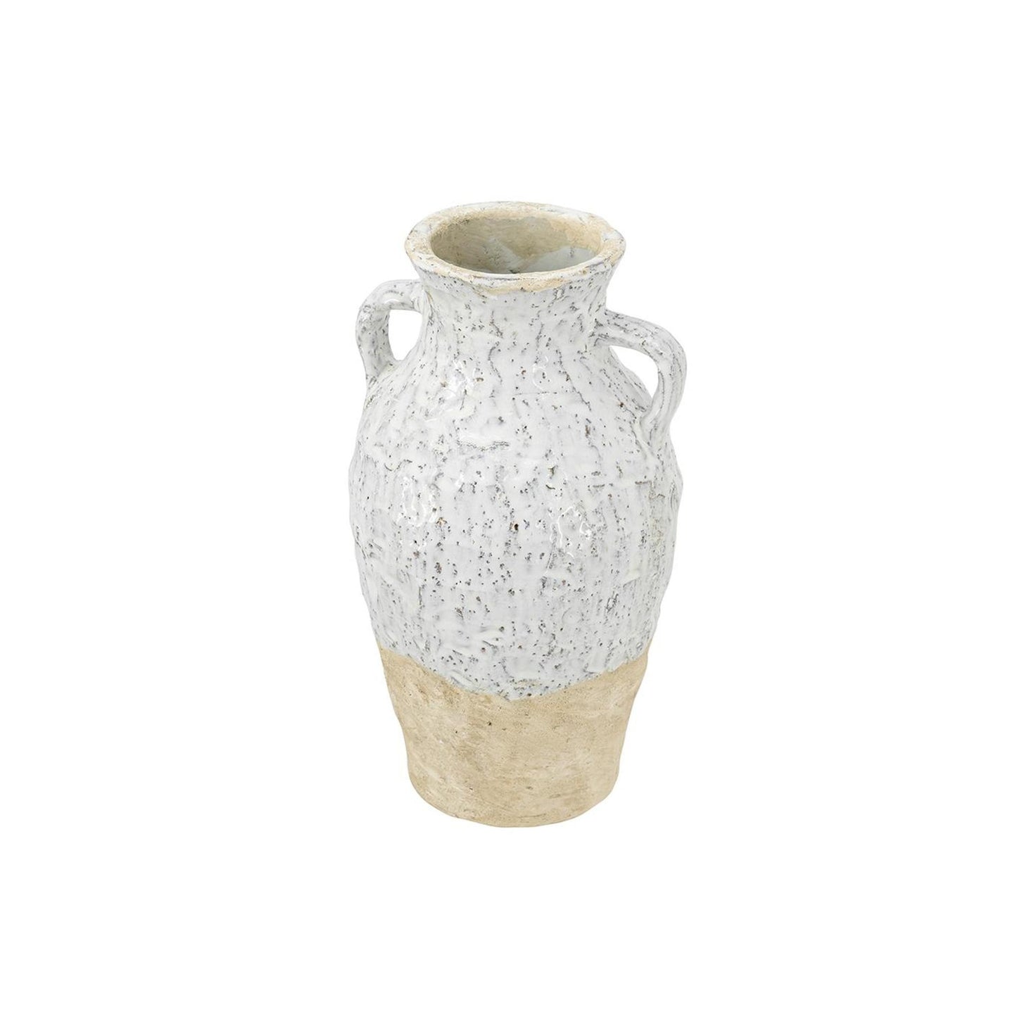 14" Beige & Ivory Color Block Amphora Vase – Terracotta Table Accent