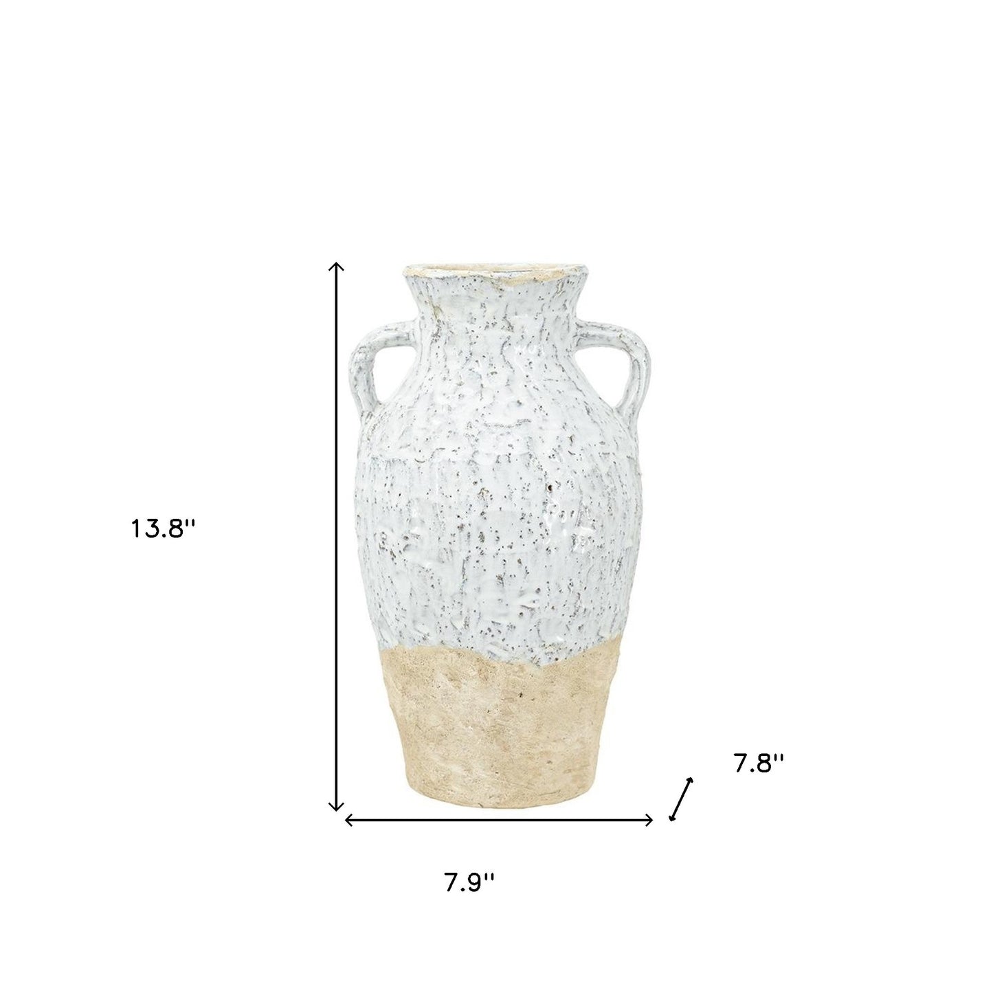 14" Beige & Ivory Color Block Amphora Vase – Terracotta Table Accent