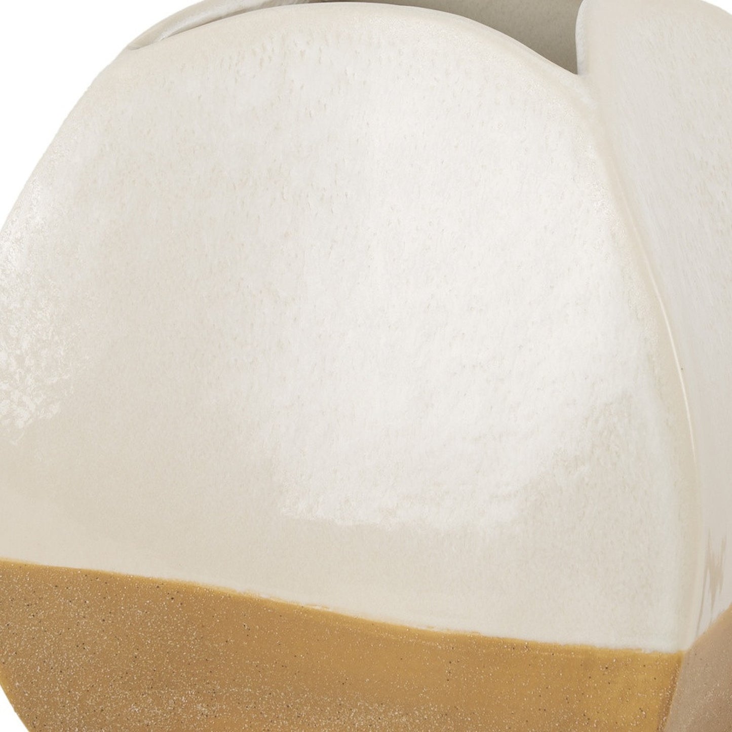 10" Beige & Cream Color-Block Ceramic Table Vase