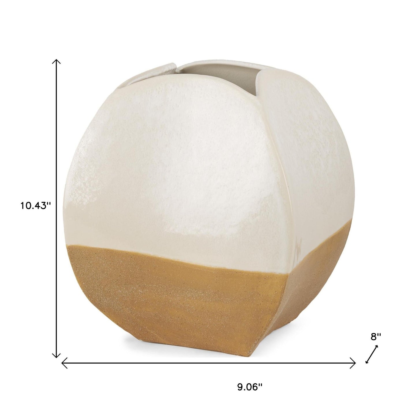 10" Beige & Cream Color-Block Ceramic Table Vase