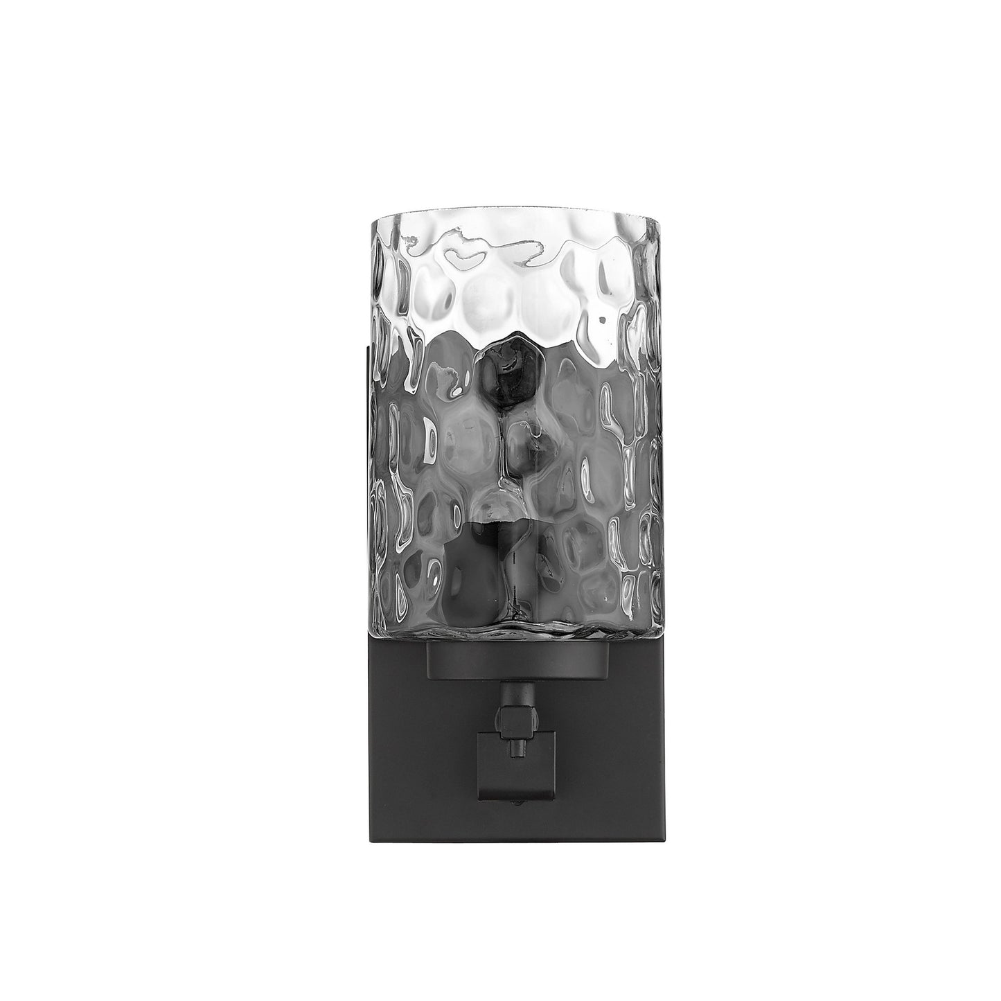 9.5" Black Metal & Pebbled Glass Wall Sconce