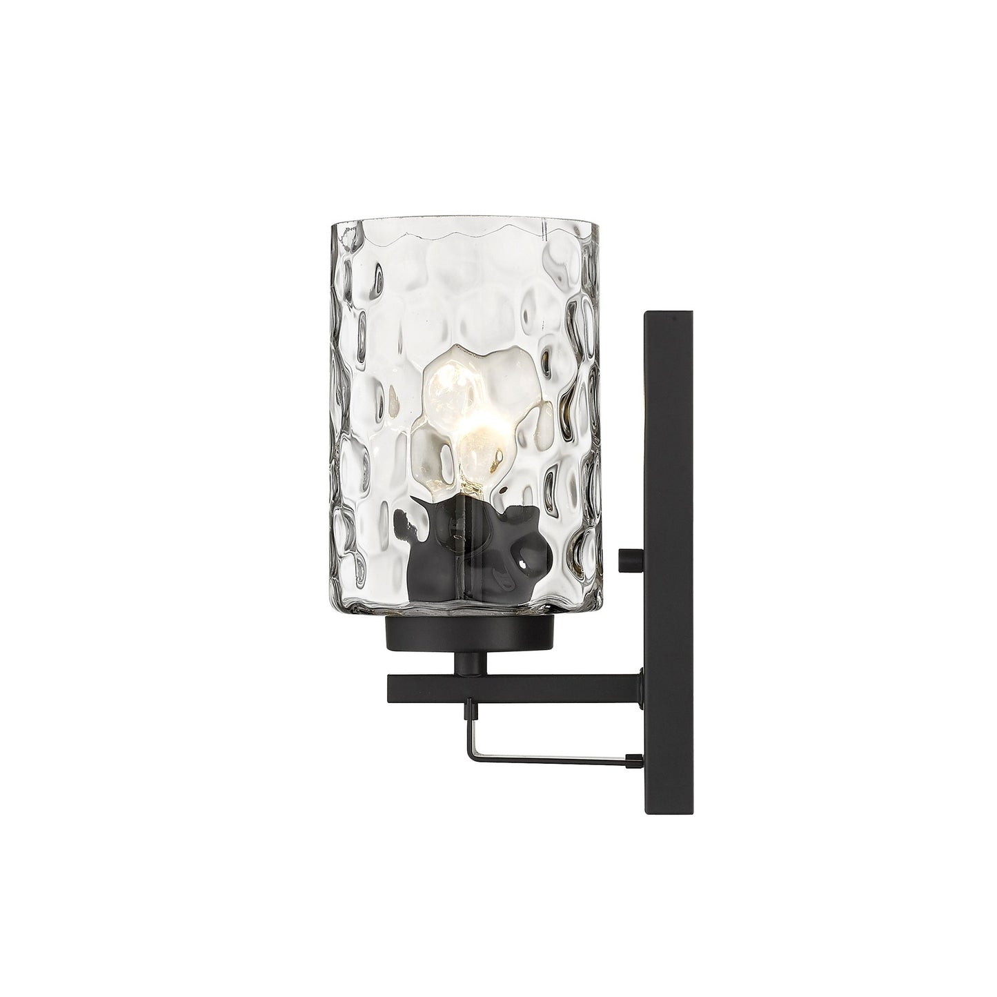 9.5" Black Metal & Pebbled Glass Wall Sconce
